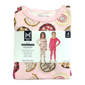 Cookies/Gummy Bears - Member's Mark Girls Organic Cotton Pajamas 4-Piece, 100% O